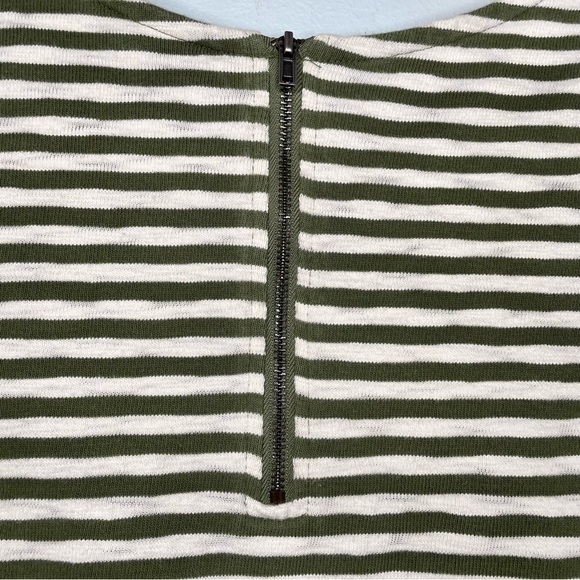Merona Olive Striped Knit 3/4 Sleeve Top Women’s XS Exposed Zipper - Picture 11 of 12